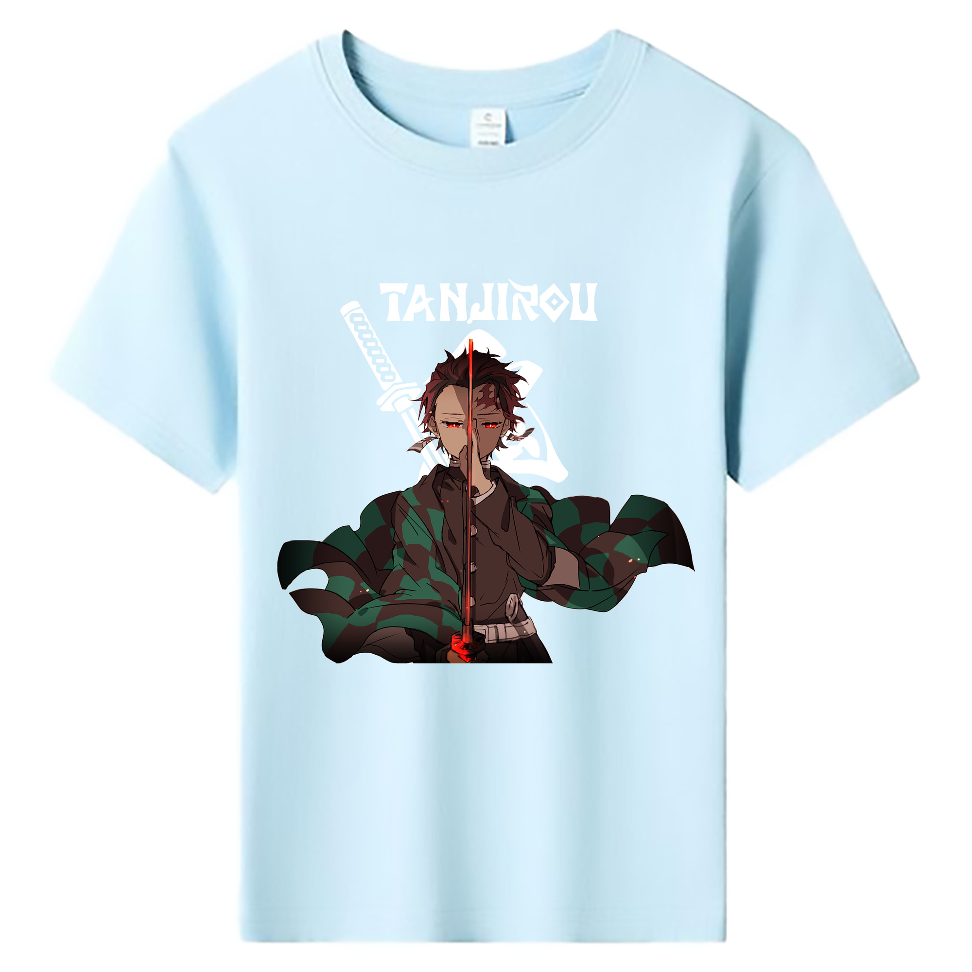 （画像用） 鬼滅の刃 竈門 炭治郎／かまど たんじろう Kamado Tanjirou 綿100％キッズTシャツ（フロントプリント）